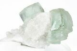 Green, Cubic Fluorite Crystals on Quartz - Inner Mongolia #216781-1